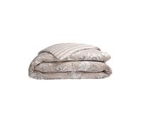 Housse de Couette 260x240cm coton imprimé recto floral verso rayé beige - COTTAGE -