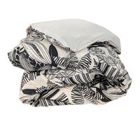 Housse de couette 280x240 cm percale de coton ALBA beige/noir