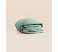 Housse de couette 280x240 cm - Satin de coton - Vert - Douce, légère et résistante - Confectionnée au Portugal - Tediber