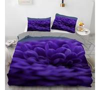 Housse de Couette 280x240 Fleurs Violettes Parure de Lit 2 Personnes Gros Plan sur des Fleurs Imprimé 3D Microfibre Doux Housses Couettes avec Fermeture Éclair et 2 Taies d'oreiller P.286