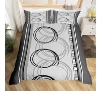 Housse de Couette 280x240 Gris Parure de Lit Géométrie Abstraite Imprimé 3D Sets de Housses de Couettes en Microfibre Doux avec Fermeture Éclair et 2 Taies d'oreiller C-4165