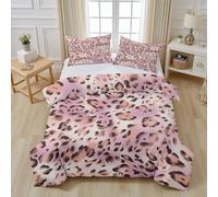 Housse de Couette 280x240 Imprimé Léopard Rose, Parure de Lit Chic Esthétique Moderne Abstrait 2 Personnes, Housse de Couette Fermeture Éclair pour Adulte Garçons Fille avec 2 Taies D'oreiller