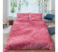 Housse de Couette 280x240 Texture Duveteuse Parure de Lit 2 Personnes Rose Imprimé 3D Microfibre Doux Housses Couettes avec Fermeture Éclair et 2 Taies d'oreiller P.447