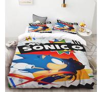 Housse De Couette 3 Pieces Sonic Boy, Impression Numérique 3d, Douce, Decoration D'intérieur, 100 % Polyester, Taille King, Cadeau Pour Adolescents Et Enfants