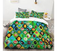 Housse De Couette 3 Pieces Super Mario Rouge Vert Jeu Anime Personnage Dessin Anime Enfants Vacances Cadeau Anime Hd Impression Chambre Décor