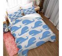 Housse De Couette 3 Pieces Ultra Douce Avec Fermeture Éclair, Motif Créatures Marines, 100 % Microfibre, Housse De Couette Avec 2 Taies D'oreiller 80 X 80 Cm, Motif Baleine