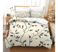 Housse de Couette 3D Botanique Microfibre Jeunes | Single（135x200cm）hypoallergénique microfibre toucher doux fermeture éclair entretien facile déco chambre ado cadeau