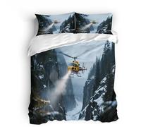 housse de couette 3d enfant parure de lit Avions Et Hélicoptères Sets De Housse De Couette Microfibre Paysage De Montagne Enneigé 3D Imprimé Parure De Lit -135x200cm+ 2 Taie d'oreiller 50x75cm