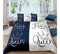 Housse De Couette 3D Imprimé Parure De Lit Reine De Roi De Personnage De Dessin Animé 220X240 Cm Ensemble De Literie En Imprimé Avec Fermeture Éclair De Housse De Couette En Microfibre Et 2 Taies D'O