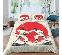 Housse de Couette 3D Imprimée Arts Martiaux Microfibre Respirant Parure de Lit Karaté Déco Chambre pour Adulte Étudiant Super King（260x220cm）