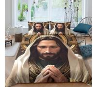 Housse de Couette 3D Imprimée Motif Spirituel Microfibre Décoration Chambre Parure de Lit Art Religieux Doux Respirant Single（135x200cm）