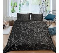 Housse de Couette 3D Imprimée Toile d'Araignée, Microfibre, Fermeture