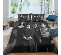 Housse De Couette 3D Wednesday, Motif Imprimé en 3D De Addams Parures De Lit,Moderne Moto Ensemble De Literie avec Taies d'oreiller, pour Adultes Et EnfantsKing(220x240cm)