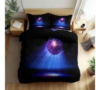 Housse de Couette 90 x 190 cm Boule Disco Lumineuse Minimaliste Microfibre Douce Parure de lit Imprimée en 3D avec 1 Taie d'oreiller avec Fermeture Éclair, Noir