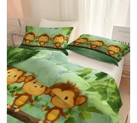 Housse de Couette 90 x 190 cm Cartoon Animal Singe Lianes Parure de Lit, Respirant Microfibre Vert Housse Couette 1 Personnes - Ensemble de lit avec 2 Taies d'oreiller 65x65cm