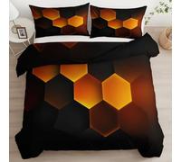 Housse de Couette 90 x 190 cm Parure de Lit Science Fiction Abstraite, Housse de Couette Imprimé Hexagone Géométrie Carré Microfibre Parure de Lit avec Fermeture Éclair et Taies d'oreiller 65 x 65 cm