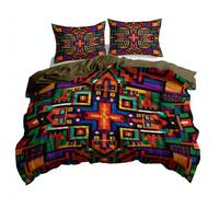 Housse de Couette 90 x 190 cm pour Enfant & Adolescent - Parure de Lit 2 Pièces Réversible avec 1 Taie d'oreiller 65 x 65 cm - Motifs Abstraits Et Géométriques Vert