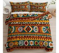 Housse de Couette 90 x 190 cm Tribu Africaine Géométrique Parure de Lit 2 Personne Doux avec Taies d'oreiller 65 x 65 cm, Housse de Couette Terre Cuite Adulte Fille garçon