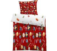 Housse de Couette 90x190 cm 1 Personne, Housse de Couette Thème de Noël Microfibre, Parure de Lit Adulte Adolescent Boule de Noël Linge de Lit Fermeture éclair Avec 1 Taie D'oreiller 65x65 Cm -BT52