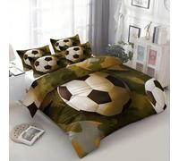 Housse de Couette 90x190 cm Cartoon Football Camouflage Imprimé Parure de Lit 1 Personnes, Adultes Multicolore Microfibre Ensemble de Literie - avec Fermeture Éclair et 2 Taies d'oreiller 65x65 cm