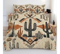 Housse de Couette 90x190 Enfant Cactus Désert Vintage - Parure de Lit 1 Personne Motif Sud-Ouest Western Réversible avec 1 Taie d'oreiller 65x65, Microfibre Ultra Douce avec Fermeture Éclair V02j517