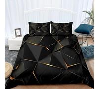 Housse de Couette 90x190 Loups Noirs Parure de Lit 1 Personne Rayures DoréEs 3 Pièces Housse Couette en Microfibre Douce Imprimé 3D avec 2 Taies d'oreiller 65x65 cm g-1904