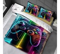 Housse de Couette 90x190cm 3D Gamepad Motif Parure de Lit Game Controller Impression Adulte Hommes Ado Enfants Garçons pour Enfants Adultes Ensemble de Literie avec 2 taie d'oreiller 80x80cm
