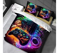 Housse de Couette 90x190cm 3D Gamepad Motif Parure de Lit Game Controller Impression Adulte Hommes Ado Enfants Garçons pour Enfants Adultes Ensemble de Literie avec 2 taie d'oreiller 80x80cm