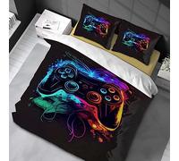 Housse de Couette 90x190cm 3D Gamepad Motif Parure de Lit Game Controller Impression Adulte Hommes Ado Enfants Garçons pour Enfants Adultes Ensemble de Literie avec 2 taie d'oreiller 80x80cm