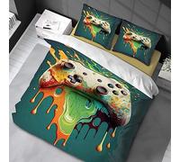Housse de Couette 90x190cm 3D Gamepad Motif Parure de Lit Game Controller Impression Adulte Hommes Ado Enfants Garçons pour Enfants Adultes Ensemble de Literie avec 2 taie d'oreiller 80x80cm