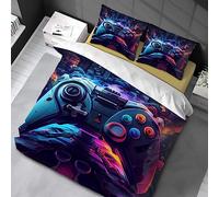 Housse de Couette 90x190cm 3D Gamepad Motif Parure de Lit Game Controller Impression Adulte Hommes Ado Enfants Garçons pour Enfants Adultes Ensemble de Literie avec 2 taie d'oreiller 80x80cm