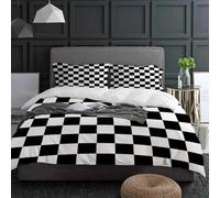 Housse de Couette à Carreaux Noirs et Blancs Parure de lit Douce de Luxe pour Adolescents et Adultes Housse de Couette décorative avec 2 taies d'oreiller 135x200cm (53x79in) + 50x75cm (20x30in) * 2