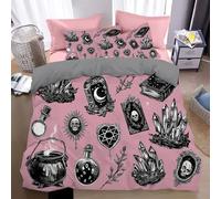 Housse de Couette Ado et Adultes,Boule cristal tarot Bohème moderne du milieu du siècle,140x200cm Parure de Lit 1 Personne en Microfibre,2 Taies d'Oreiller 65x65cm,Facile à Entretenir et Confortable