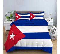 Housse de Couette Ado et Adultes, Drapeau national Drapeau créatif de Cuba,240x260cm Parure de Lit 2 Personnes en Microfibre, 2 Taies d'Oreiller 65x65 cm - Facile à Entretenir et Confortable