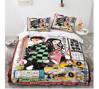 Housse De Couette Ado Garcon,Tueur de démons Parure 3 Pièces Sets De Housse De Couette 2 Taie d'oreiller 140x200cm[55]