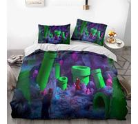 Housse De Couette Anime Mario Game Movie Parure De Lit 3 Pieces, Impression 3d, Douce Et Confortable (1 Housse De Couette + 2 Taies D'oreiller)