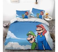 Housse De Couette Anime Mario Game Movie Parure De Lit 3 Pieces, Impression 3d, Douce Et Confortable (1 Housse De Couette + 2 Taies D'oreiller)