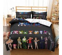 Housse De Couette Anime One Piece Luffy Taie D'oreiller Literie Anti-Acariens Doux 15% Coton + 85% Microfibre