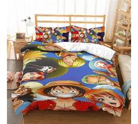 Housse De Couette Anime One Piece Luffy Taie D'oreiller Literie Anti-Acariens Doux 15% Coton + 85% Microfibre