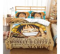 Housse De Couette Anime One Piece Luffy Taie D'oreiller Literie Anti-Acariens Doux 15% Coton + 85% Microfibre