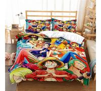 Housse De Couette Anime One Piece Luffy Taie D'oreiller Literie Anti-Acariens Doux 15% Coton + 85% Microfibre