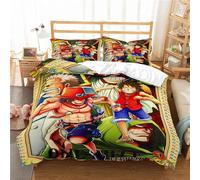 Housse De Couette Anime One Piece Luffy Taie D'oreiller Literie Anti-Acariens Doux 15% Coton + 85% Microfibre