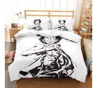 Housse De Couette Anime One Piece Luffy Taie D'oreiller Literie Anti-Acariens Doux 15% Coton + 85% Microfibre