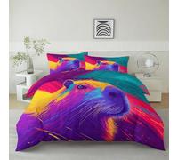 Housse De Couette Art Numérique Animal Capybara 90 x 200 cm Parure De Lit Personne, Couleur Housse De Couette en Microfibre Et Taies d'oreiller - Ensemble De Literie pour Adulte Enfant