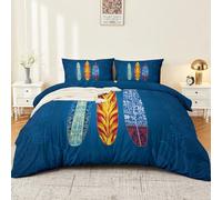 Housse de Couette avec Fermeture Éclair 140 x 200 cm Parure de Lit Microfibre Multicolore Abstrait Planche de Surf Rayures Douce avec 2 Taies d'oreiller 65x65 cm et Attaches