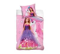 Housse de couette Barbie Licorne Linge de lit pour chambre d'enfant (150 x 210)