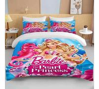 Housse De Couette Barbie Princesse, Parure De Lit Barbie Rose Douce Pour Filles, Housse De Couette Moderne À Motif Dessin Anime