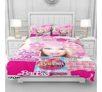 Housse De Couette Barbie Princesse, Parure De Lit Barbie Rose Douce Pour Filles, Housse De Couette Moderne À Motif Dessin Anime