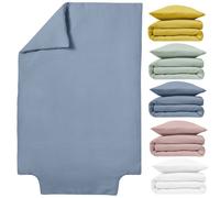 Housse de couette Bébé 100x135 100x140 cm - Gaze de Coton - Bleu Gris - Lit 60x120 ou 70x140 cm - Mousseline crépon Craftine Lange