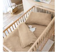 Housse de couette bébé 80x120 gaze de coton beige Terre de Nuit NOA